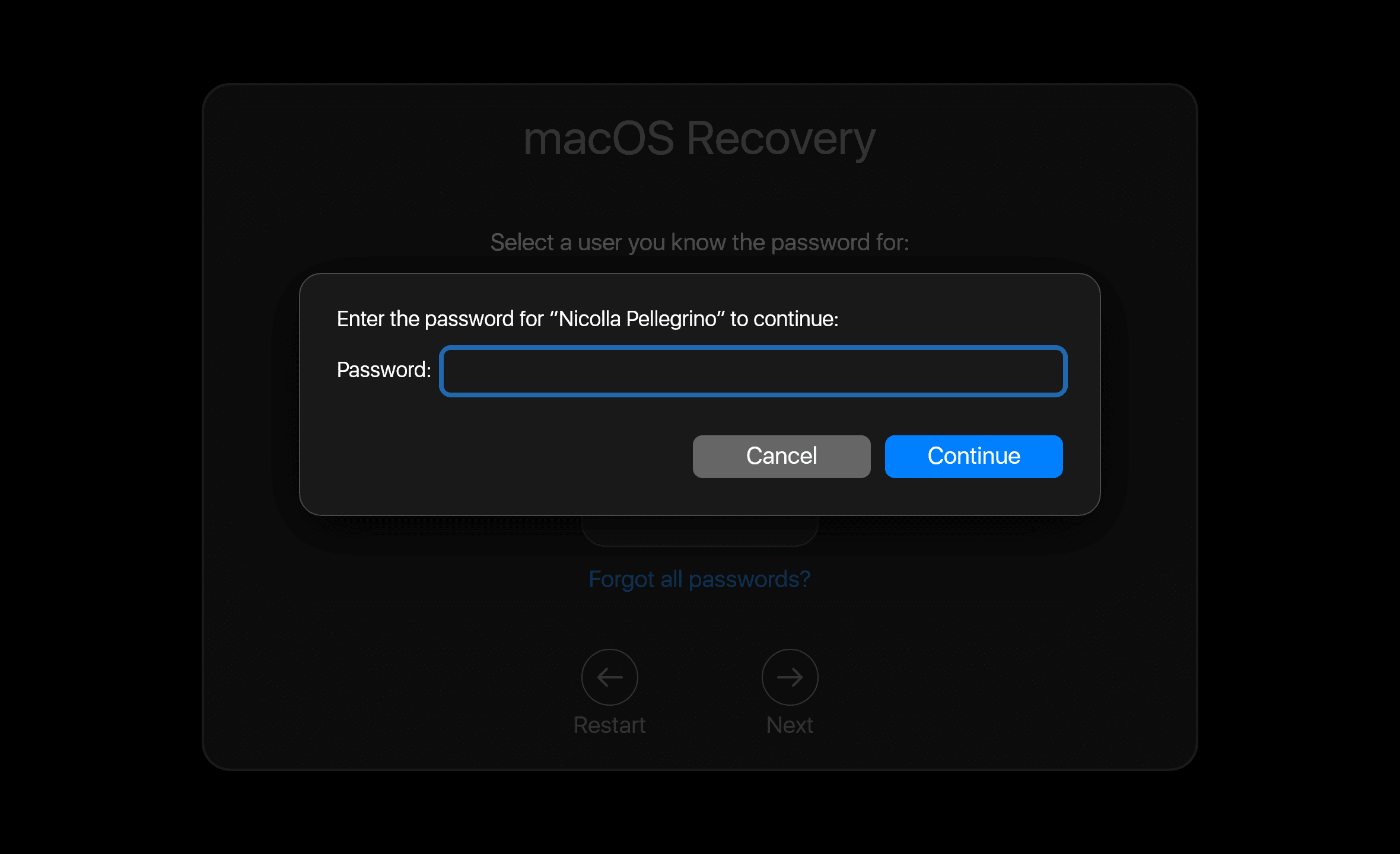 お客様のmacOSパスワードを入力します。