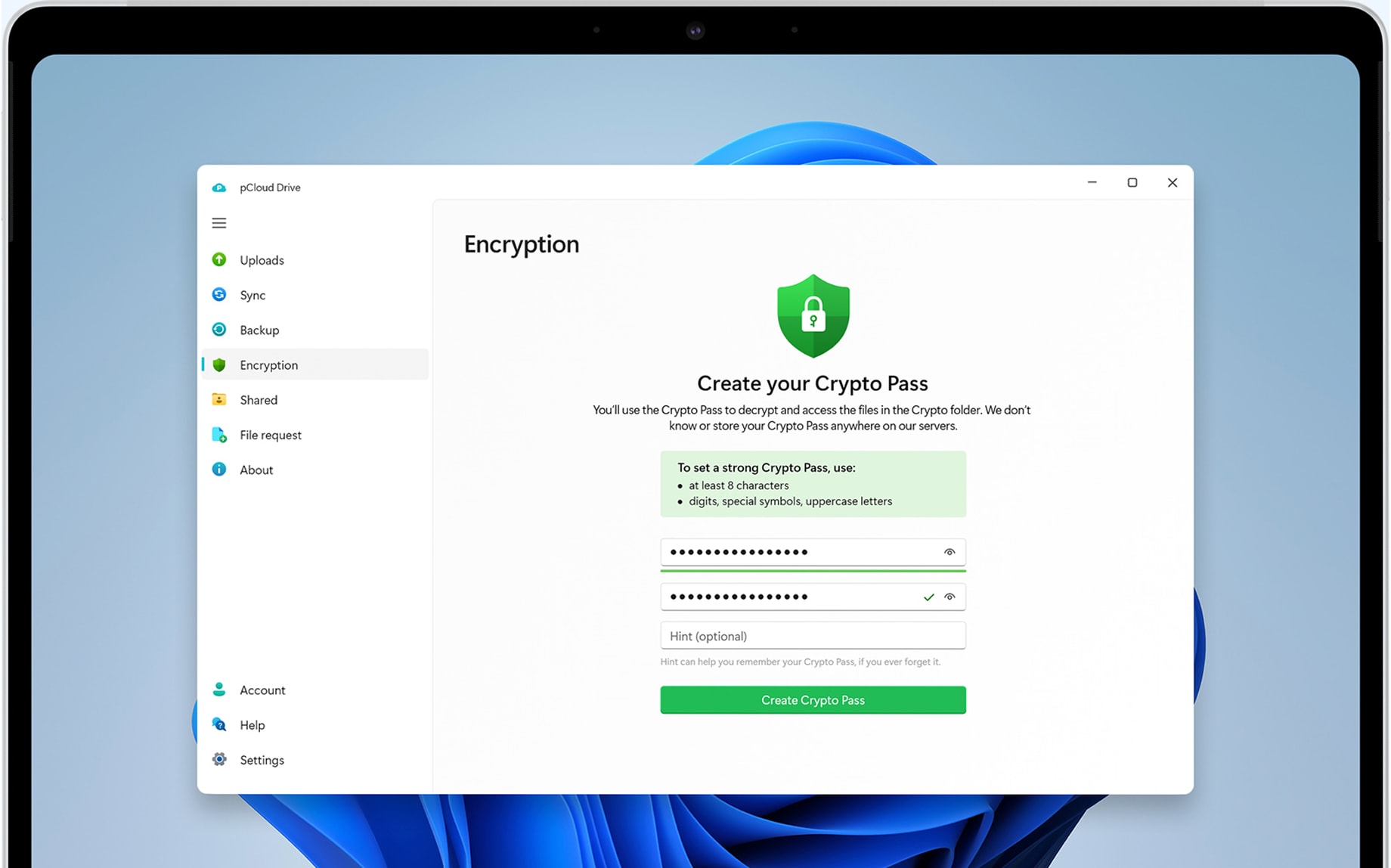 Encryptionの有効化