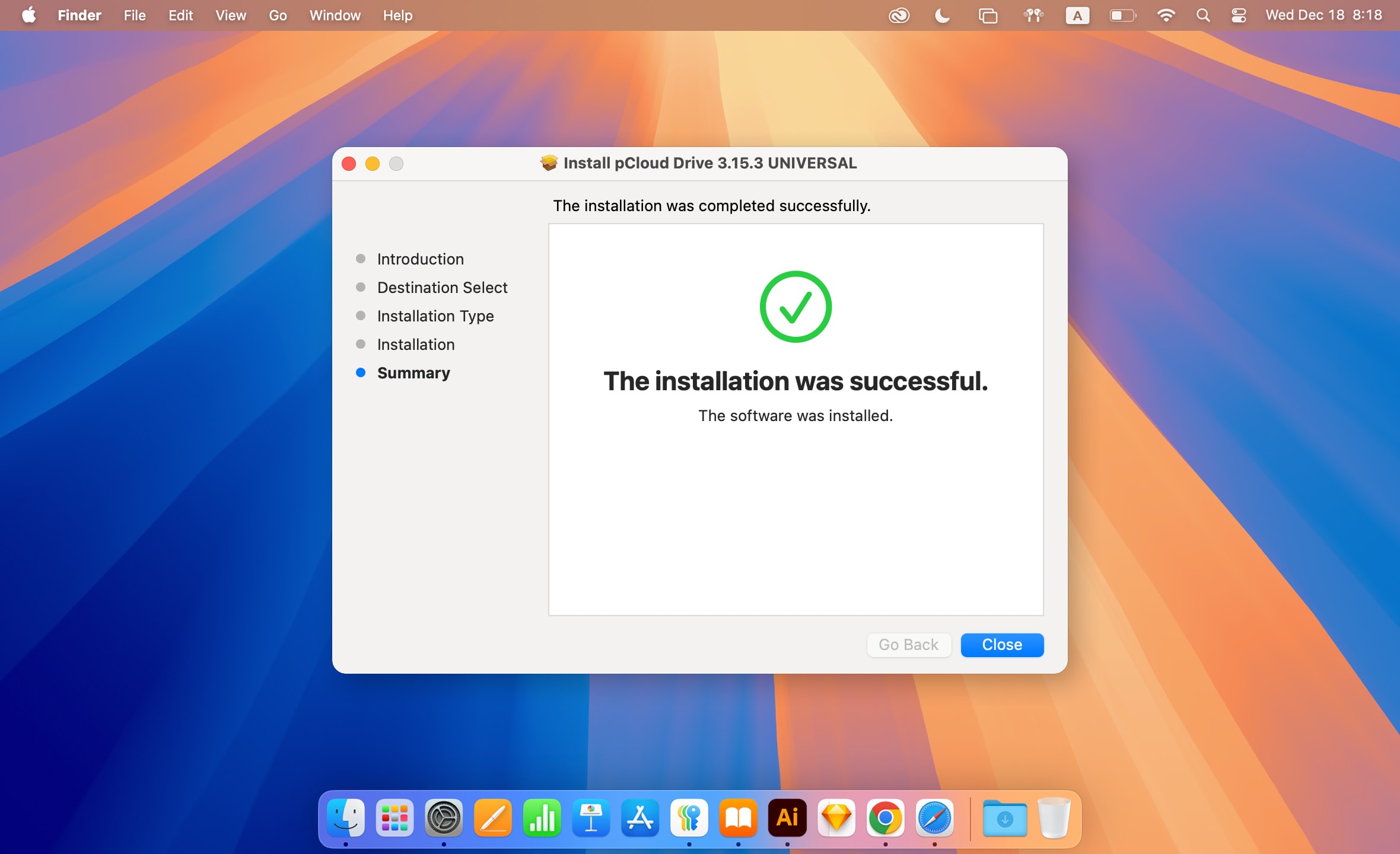 pCloud Drive has been successfully installed.