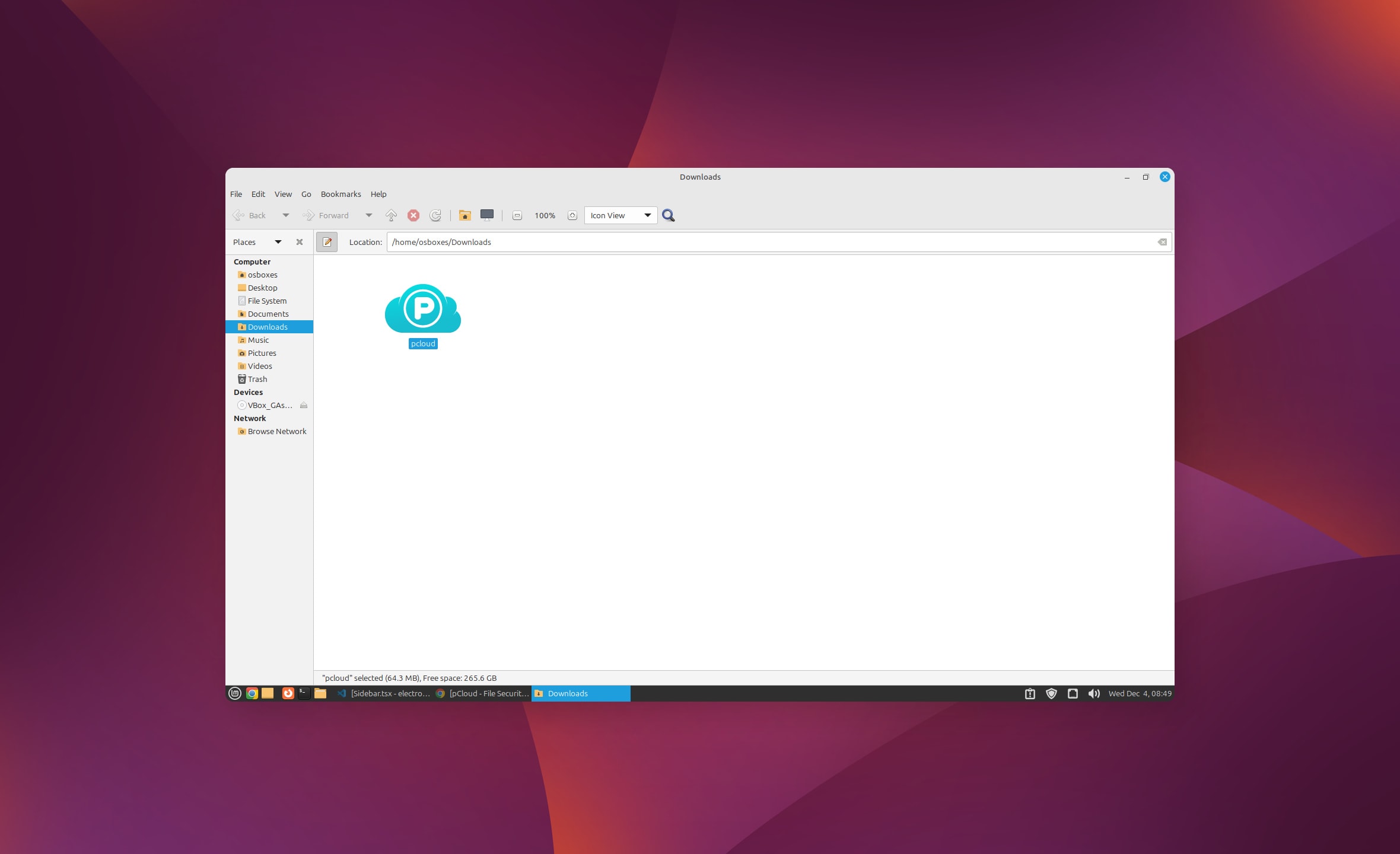Скачайте  и сохраните файл pCloud в формате AppImage.