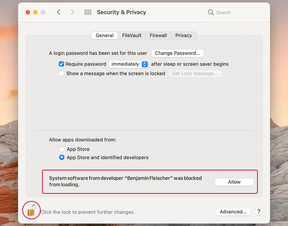Open System Preferences > Security & Privacy > General (tab).