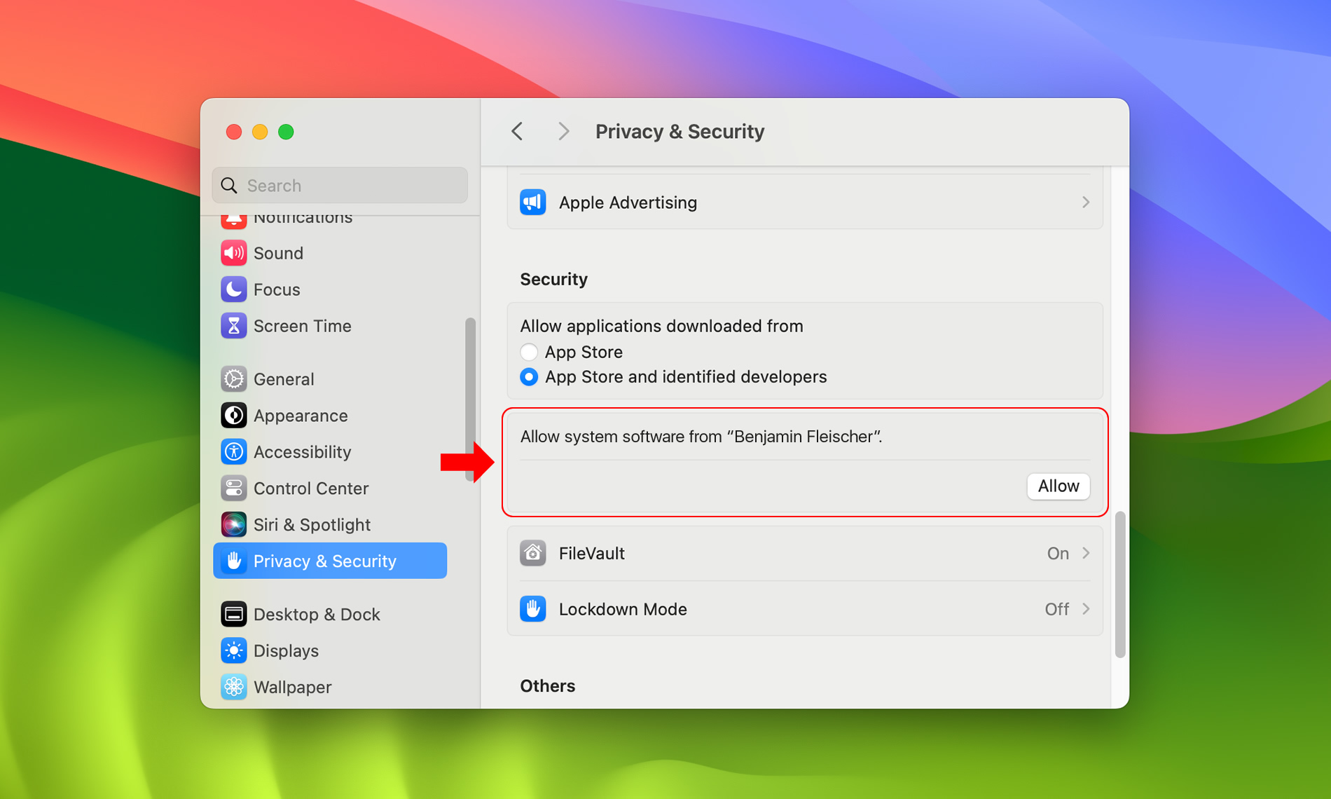 Open System Preferences > Security & Privacy > General (tab).